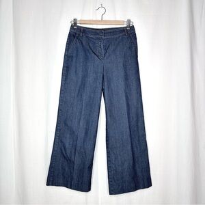 ST JOHN Wide Leg Crop lightweight Denim Cotton Stretch Pants